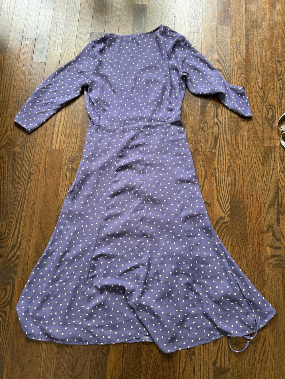 Mango Periwinkle Polka Dot Wrap Midi Dress - Picture 3 of 7